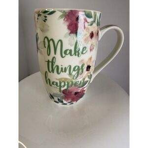 Orly Maison‎ Pastel Floral Mug Coffee Make Things Happen 5.5x 3.5 16oz New York